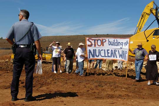 protesters at site of new Kansas City nuclear weapons parts plant